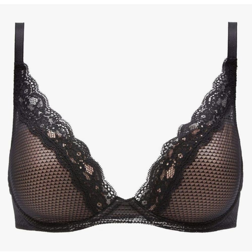 PASSIONATA by Chantelle black Brooklyn lace plunge t-shirt bra 36DDDD/G 5701‎